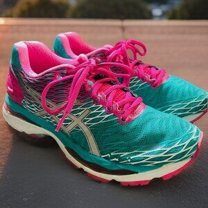 Mint Condition Asics GEL Nimbus 18 Teal Ruby Red Womens 8.5 US 40 EUR Medium